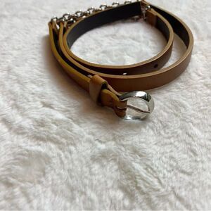 Fabio Corti Brown Leather and Silver Chain Belt Made in Italy Size Small